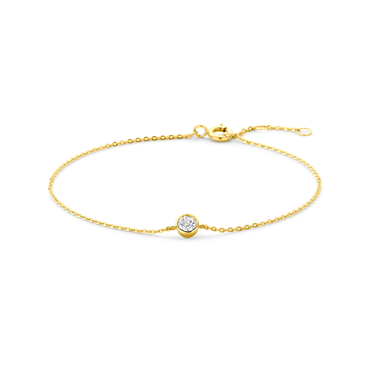 Fantasy Collection Armband zirkonia 9K geelgoud 16,5 - 17,5 - 18,5 cm
