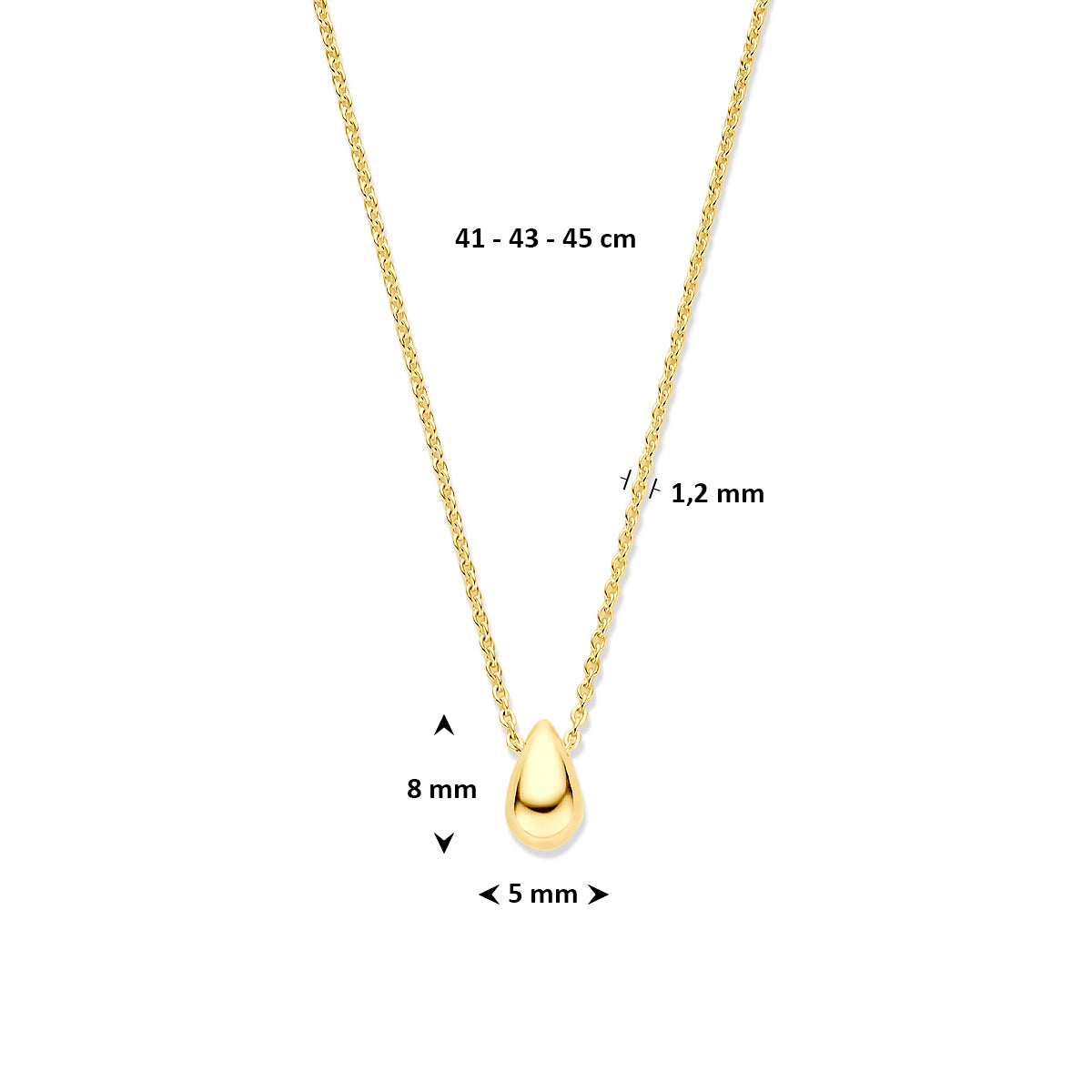 Fantasy Collection Collier druppel 9K geelgoud 41 - 43 - 45 cm - afbeelding 4