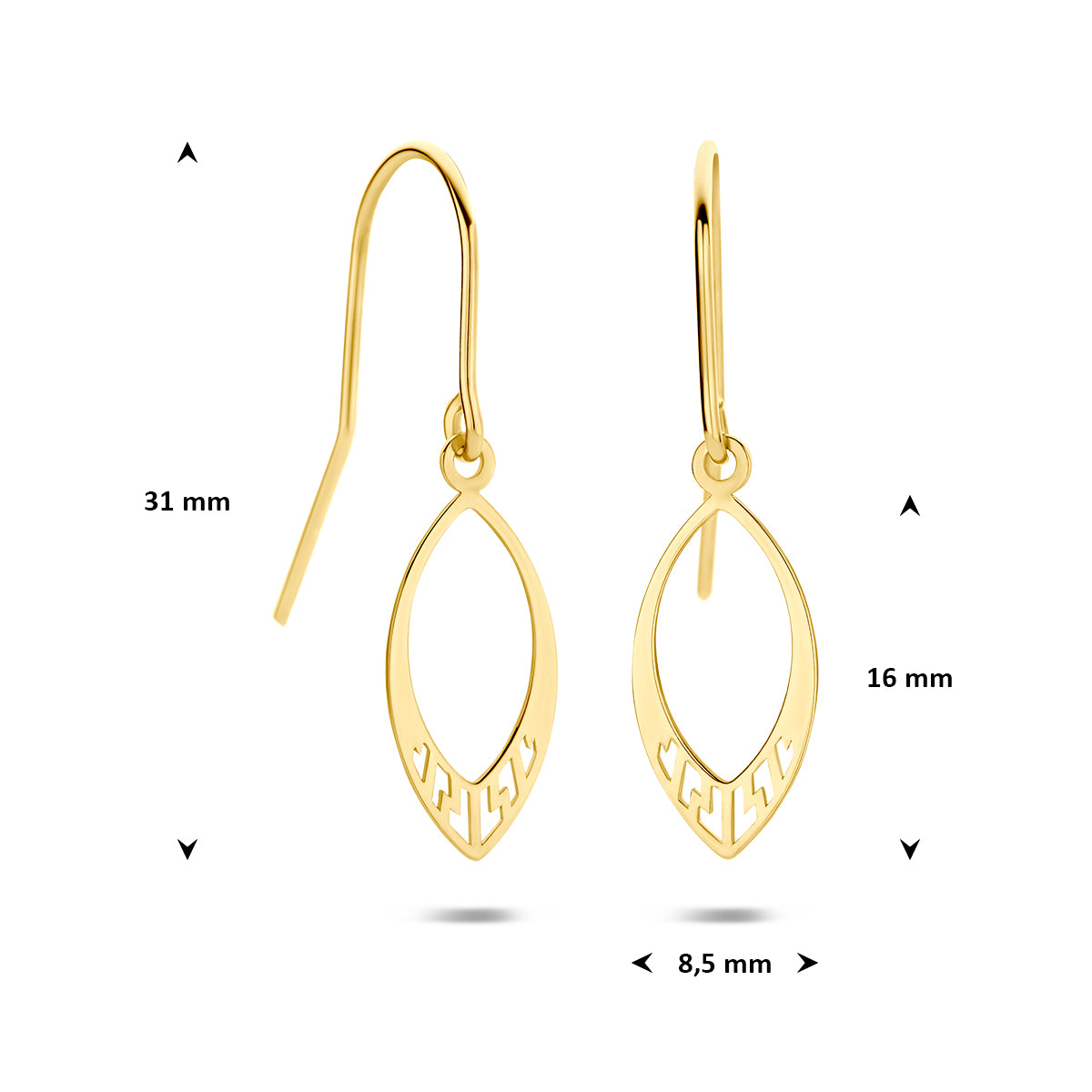 Fantasy Collection Oorhangers franse haak 9K geelgoud 31 mm - afbeelding 4