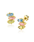 ZINZI gold plated zilveren oorstekers driekleurige baguette zirkonia 8mm ZIO2739 - PansiteNederland.nl