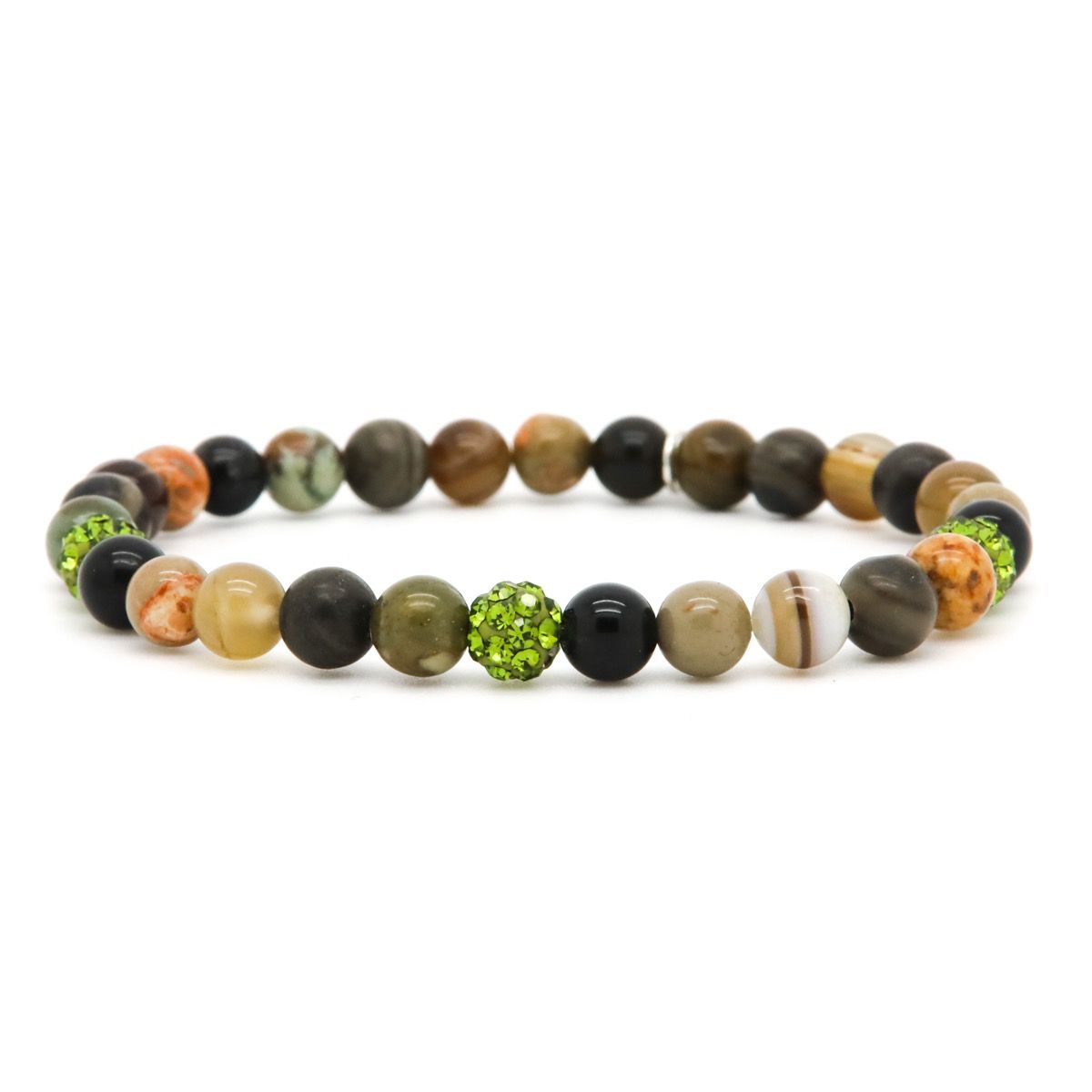 Karma armband Spiral Coffee date XS Elastic (green crystal) 80031EL, exclusief en kwalitatief hoogwaardig. Ontdek nu!