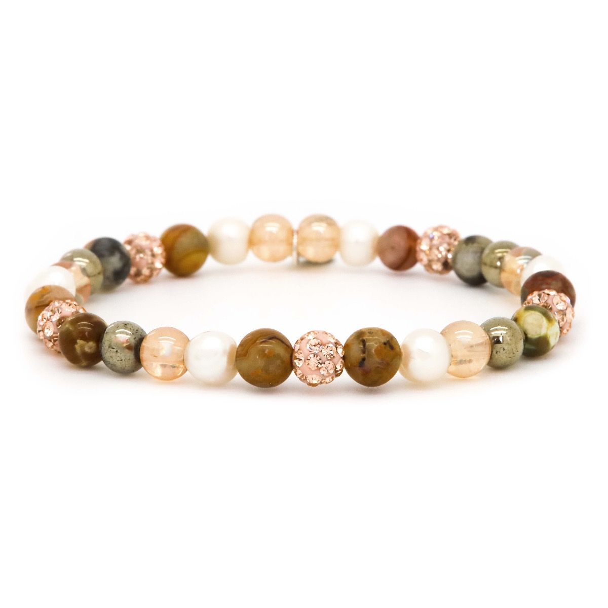 Karma armband Spiral TESSY XS Elastic (rosegold crystal) 6mm - 80069EL - PansiteNederland.nl