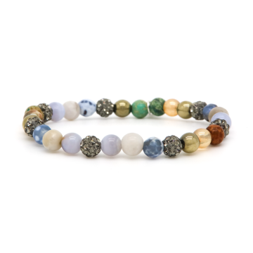 Karma armband Spiral SYLVI XS Elastic (grey crystal) 80157EL - PansiteNederland.nl
