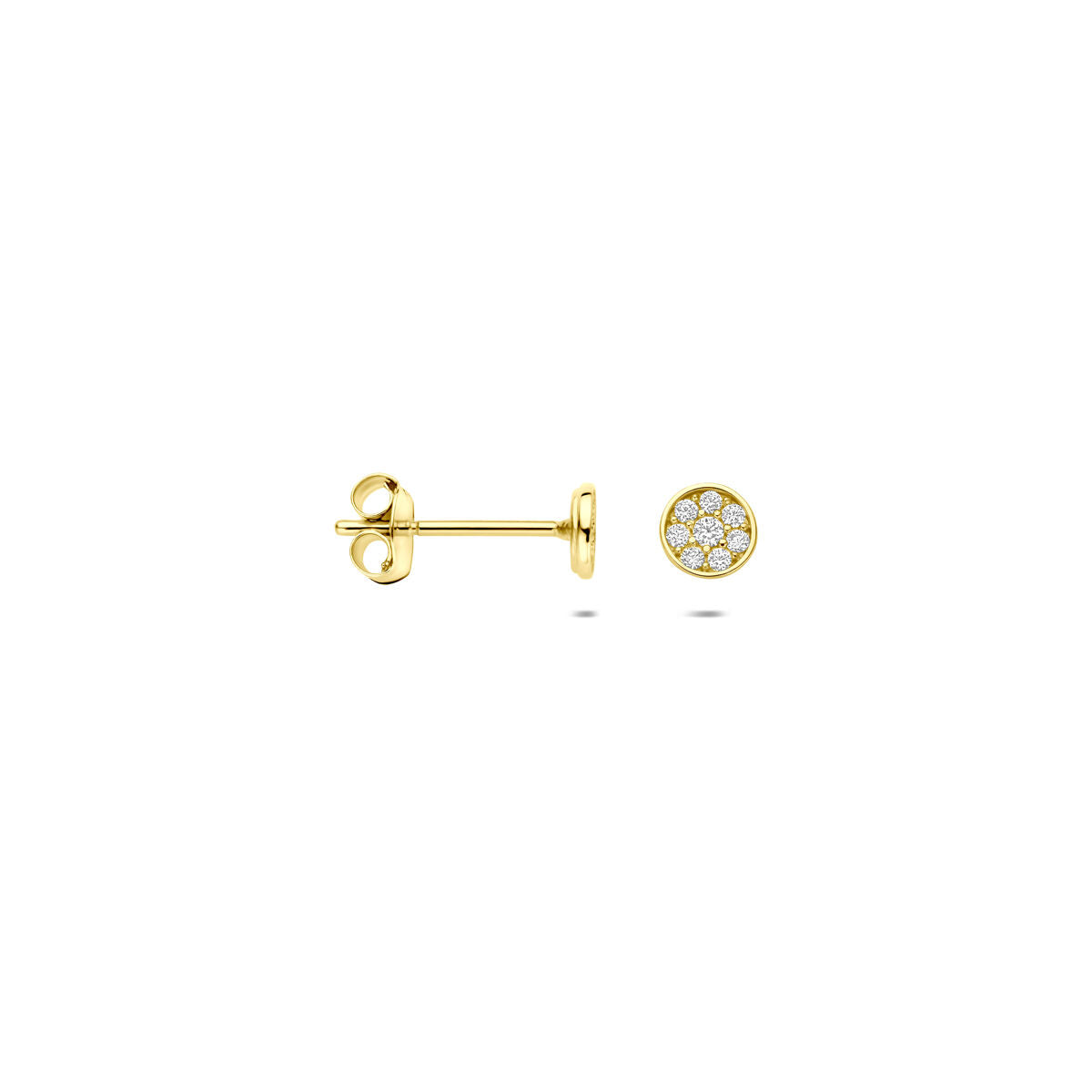Oorknoppen zirkonia 9K geelgoud 4 mm