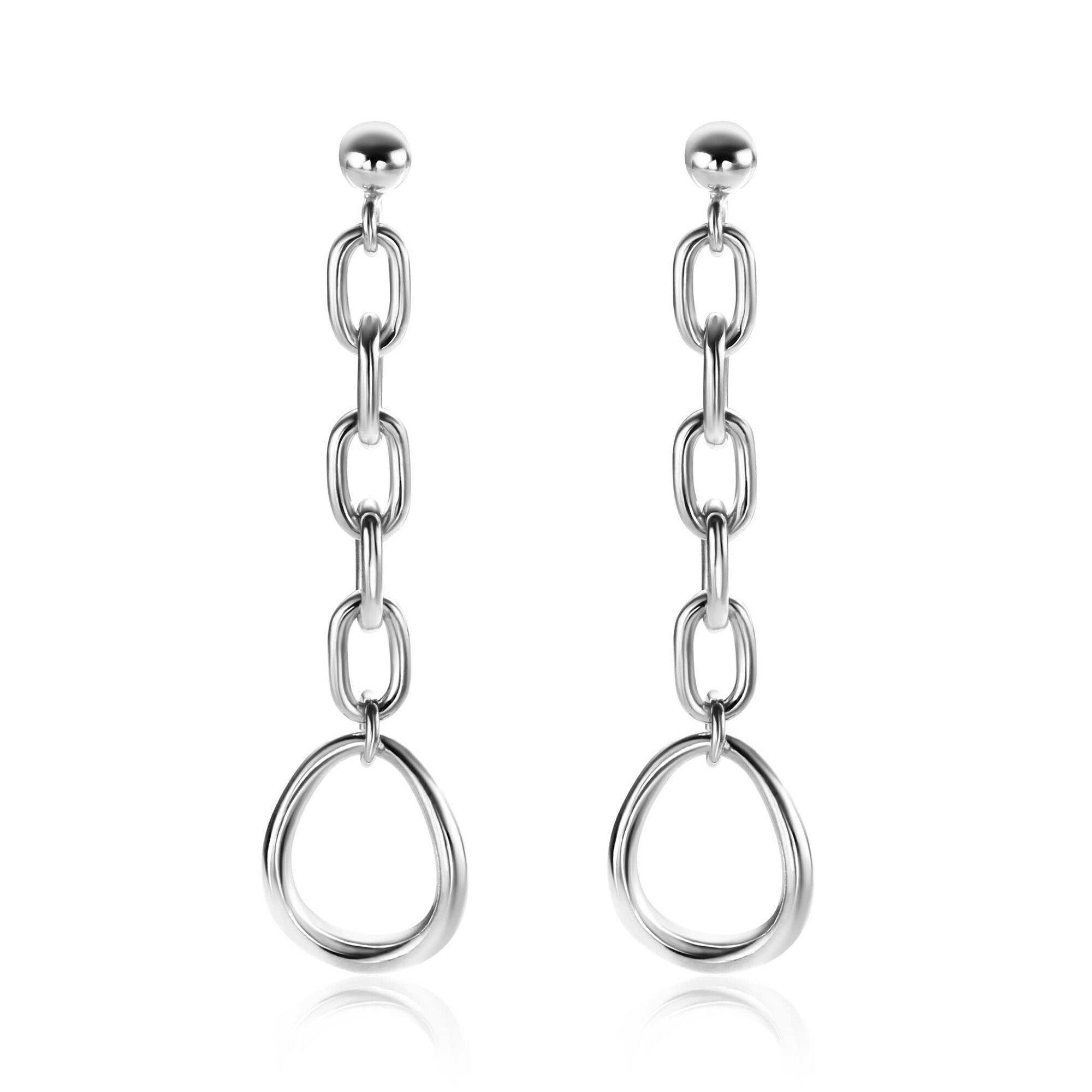 45mm ZINZI zilveren oorbellen met ovale schakels en ovale hanger - ZIO2481