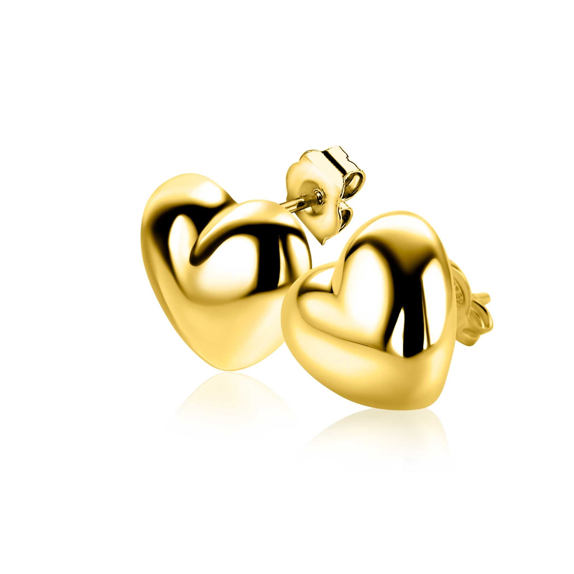 Zinzi 13mm gold plated zilveren oorstekers in bolle hart vorm ZIO2672G - PansiteNederland.nl