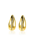 ZINZI gold plated zilveren oorstekers in druppelvorm met golvende rij witte zirkonia's 17mm ZIO2707Y - PansiteNederland.nl