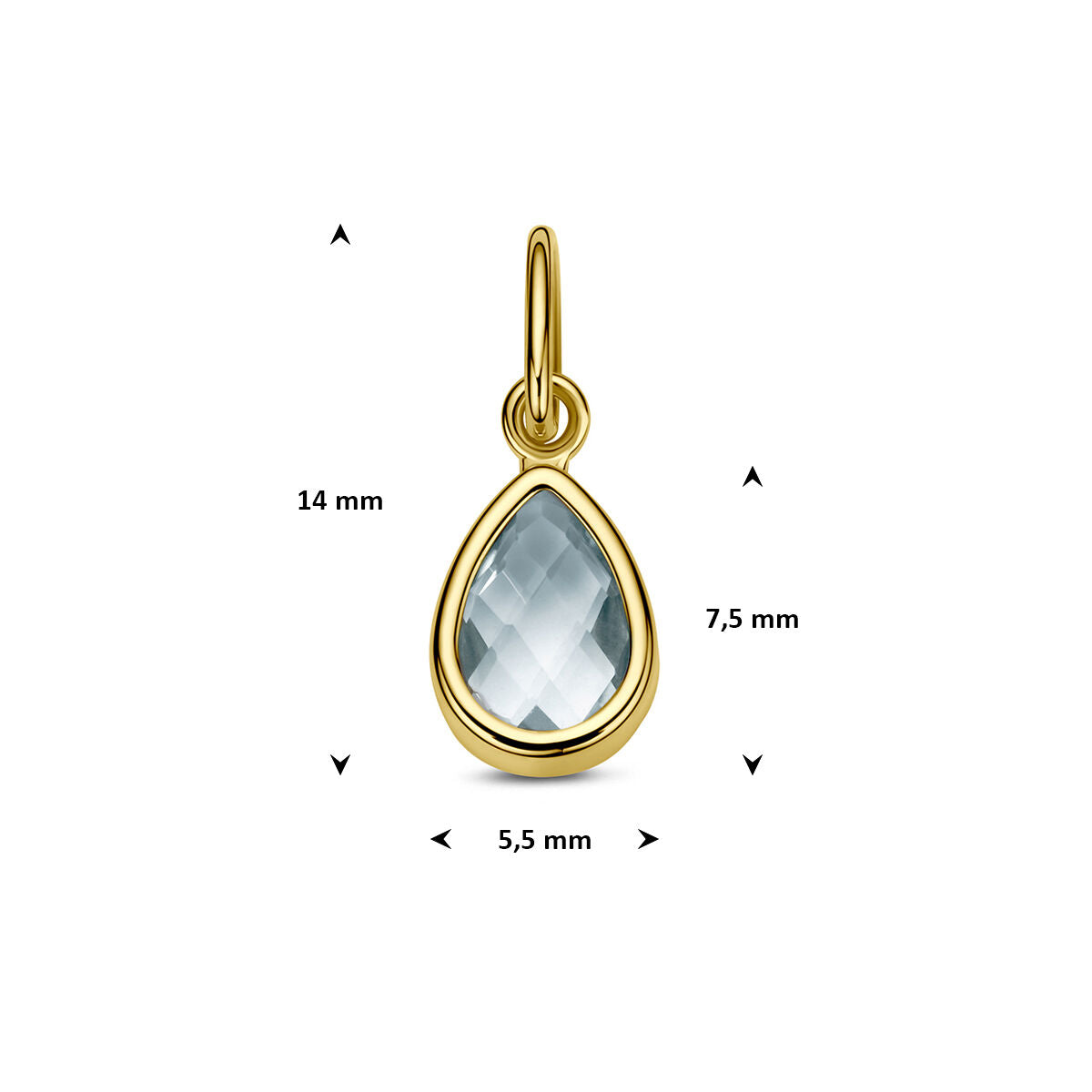 Hanger blauw topaas 14K geelgoud 7,5 mm