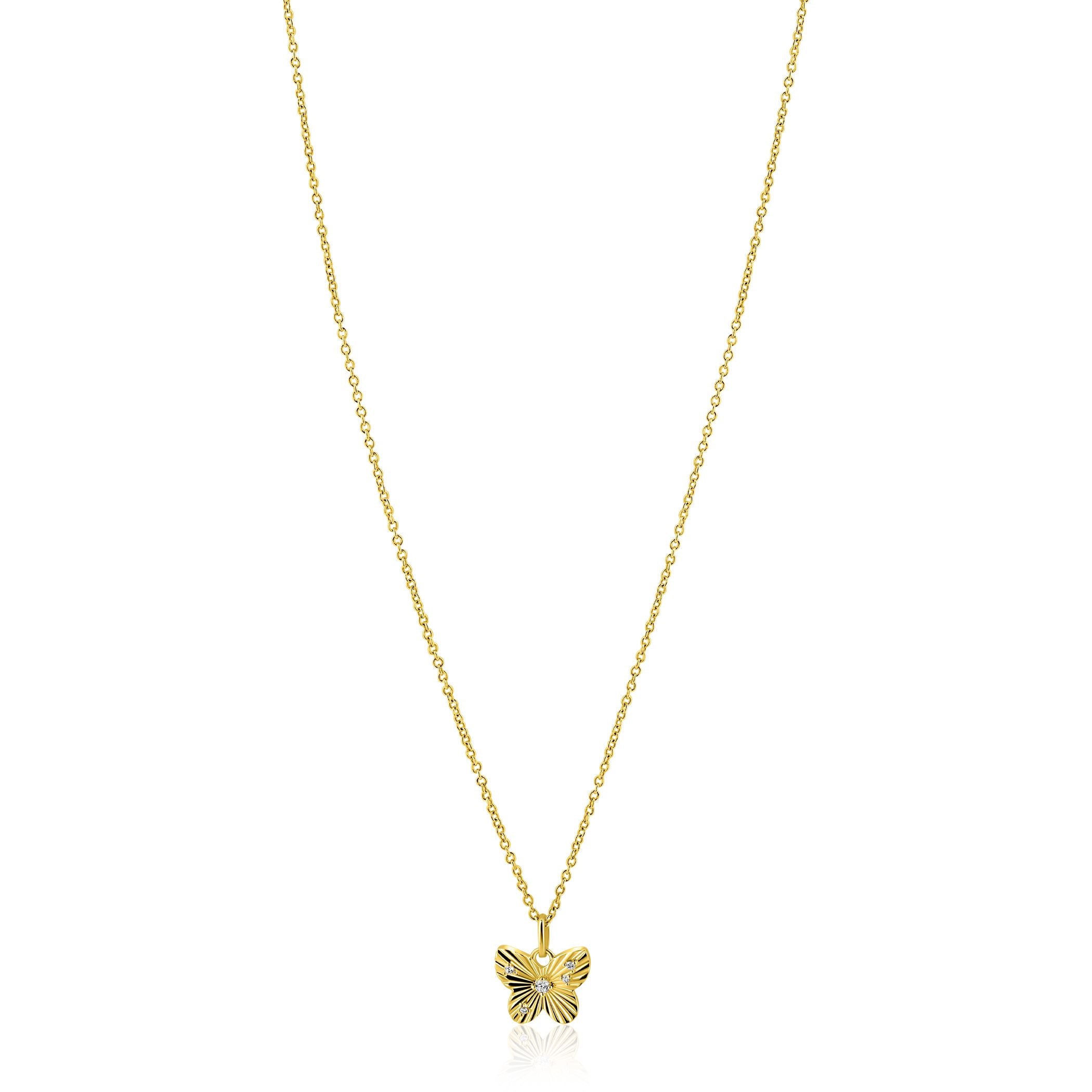 ZINZI Verguld Zilveren Ketting met Witte Zirkonia - ZIC2742