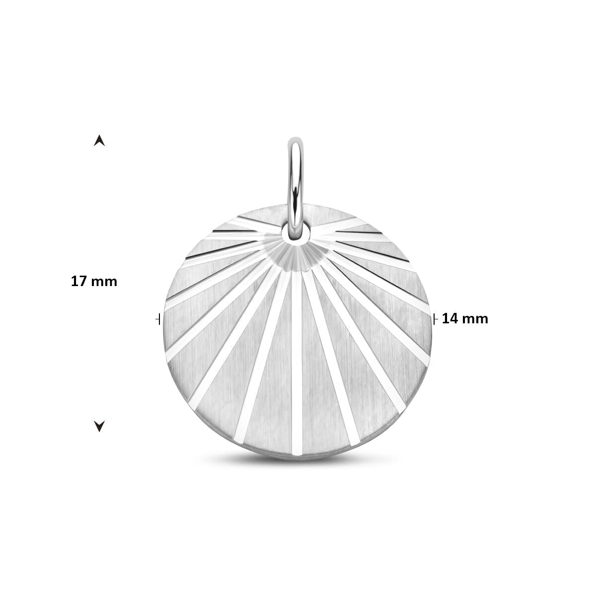 Zilveren gerhodineerde hanger poli/mat gediamanteerd 17 mm - 1341983 - PansiteNederland.nl