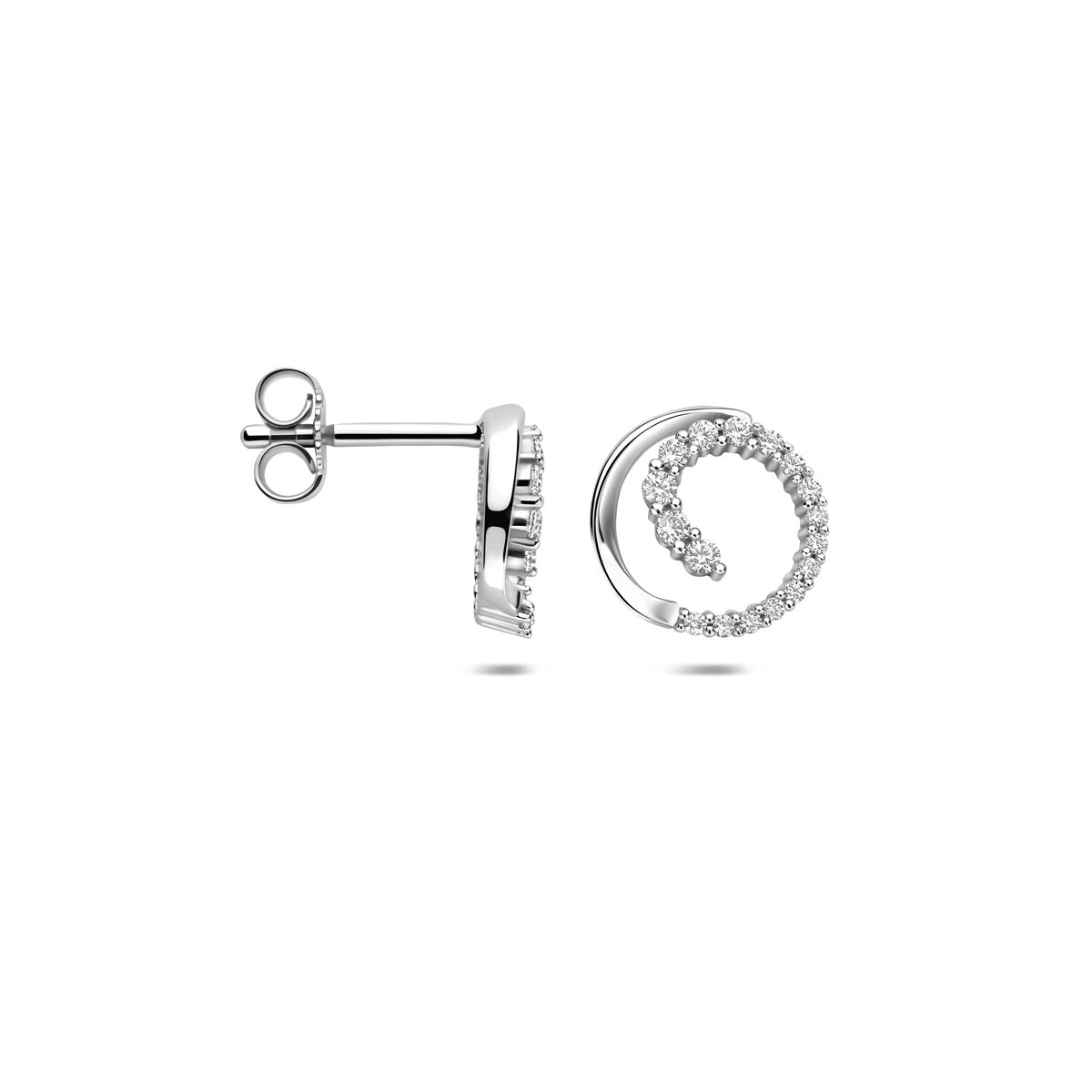 Zilveren gerhodineerde oorknoppen zirkonia 9,5 mm - 1341830