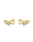14K oorknoppen hartjes zirkonia - 4027851