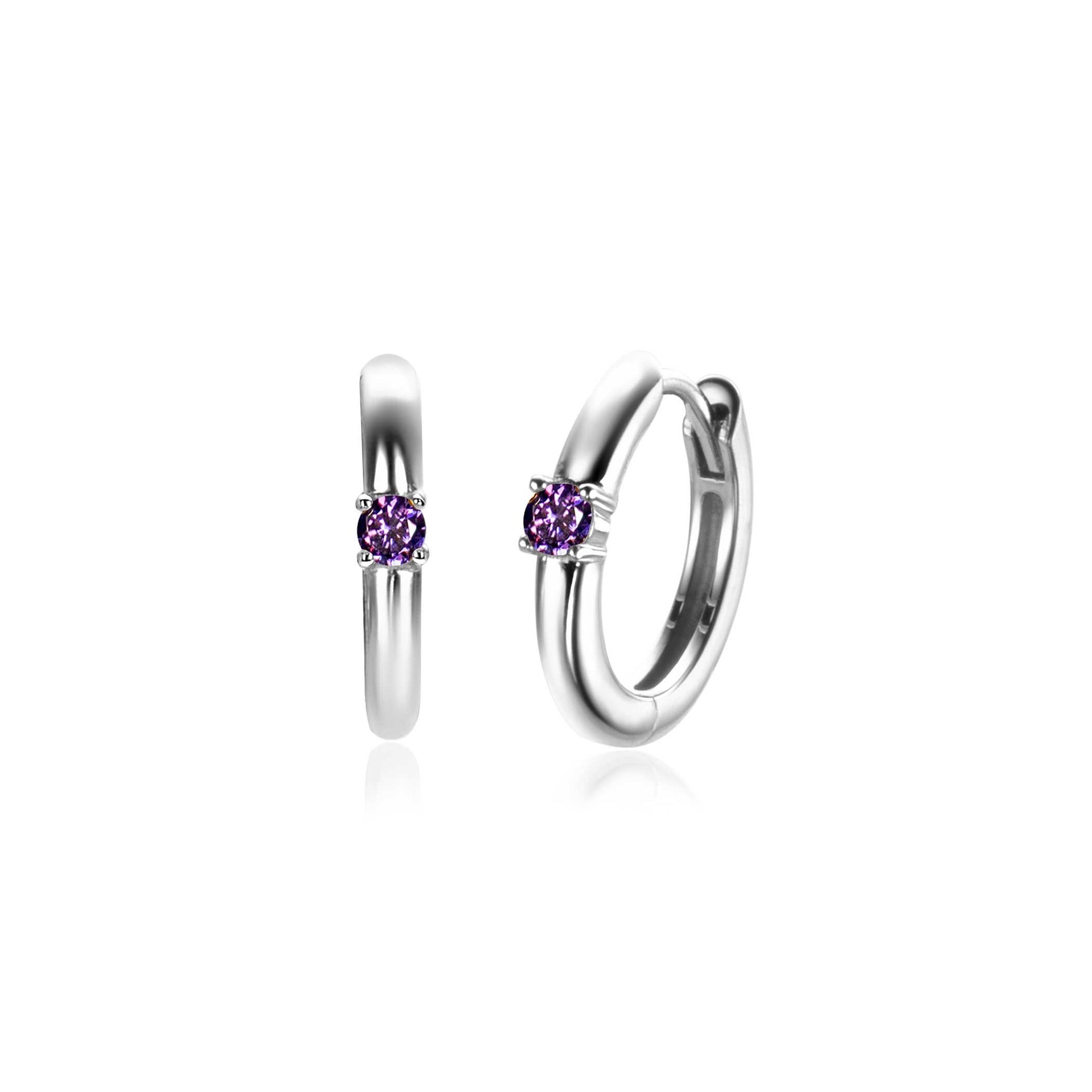 Zinzi oorringen FEBRUARI zilver met geboortesteen paars amethist zirkonia 13mm ZICRZ-FEB - PansiteNederland.nl