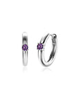 Zinzi oorringen FEBRUARI zilver met geboortesteen paars amethist zirkonia 13mm ZICRZ-FEB - PansiteNederland.nl