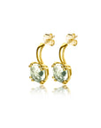 Zinzi Gold 14 krt gouden oorsieraden 12mm met vierkante kleursteen in 6,5mm bezet met lichtgroen amethist ZGO376