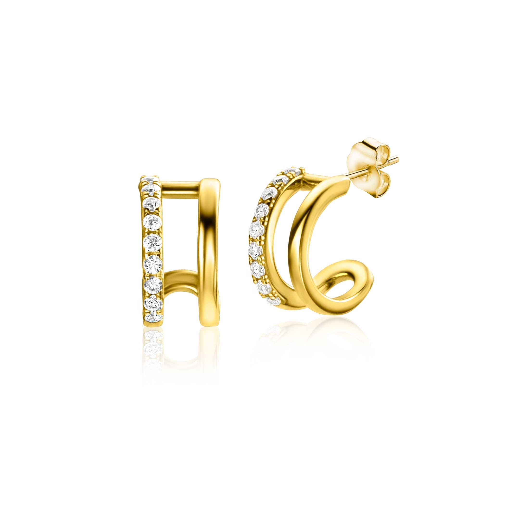 ZINZI 14K Gouden Oorknoppen met Witte Zirkonia ZGO382 oorbellen