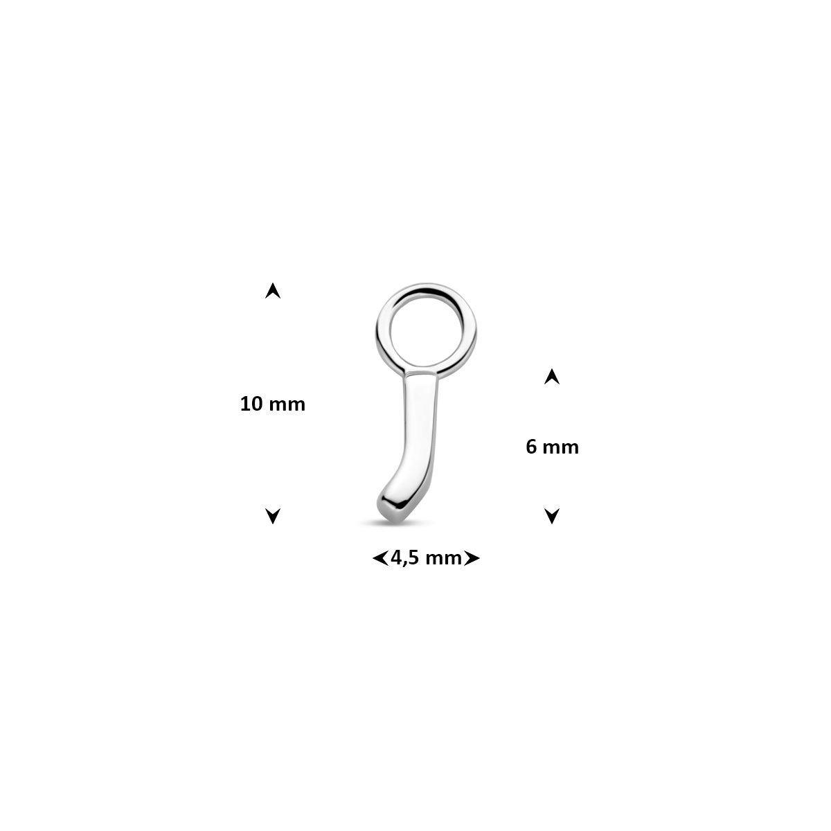 Oorringhanger letter J 6 mm zilver #Letter_J