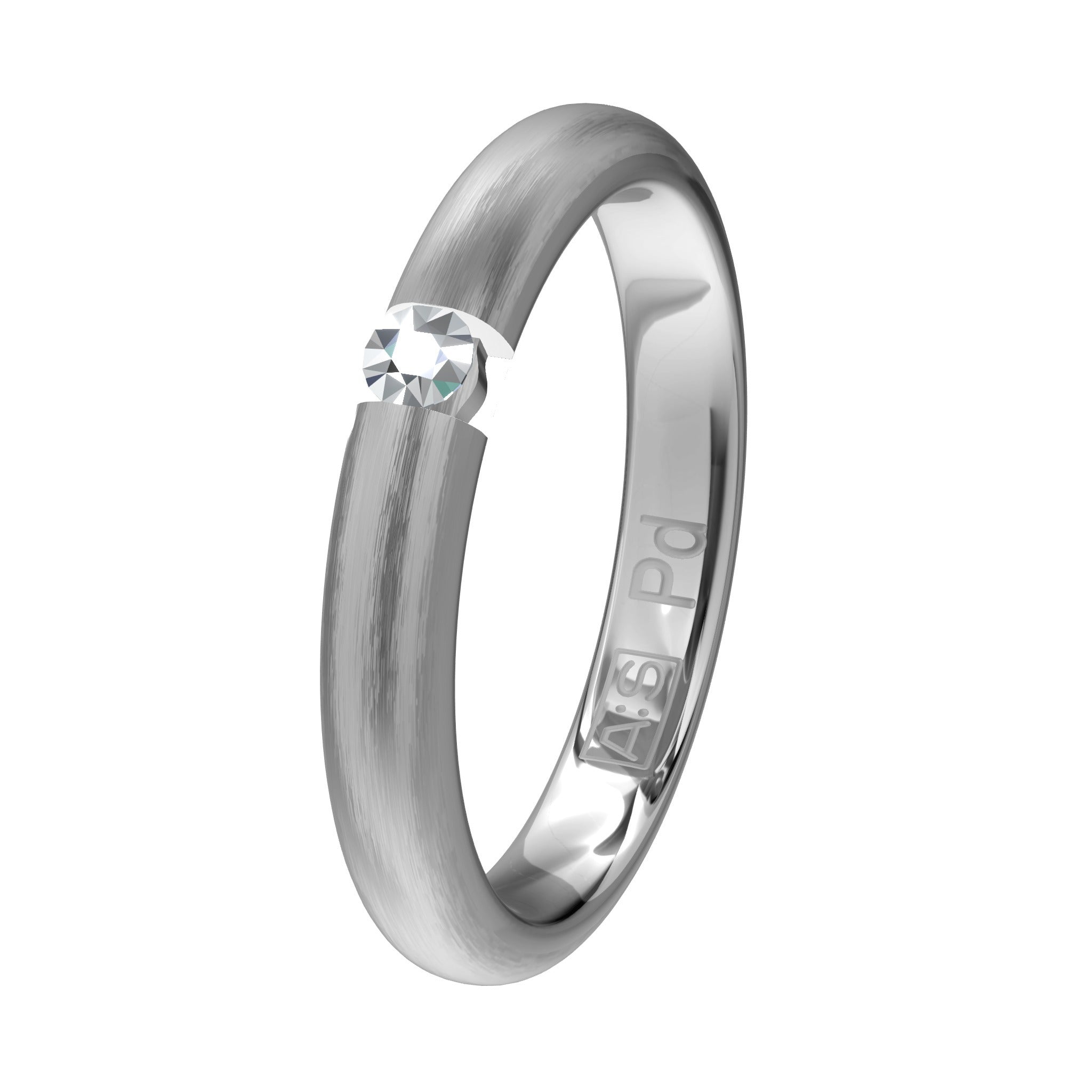 Aller Spanninga Trouwring 103 Palladium 585 briljant