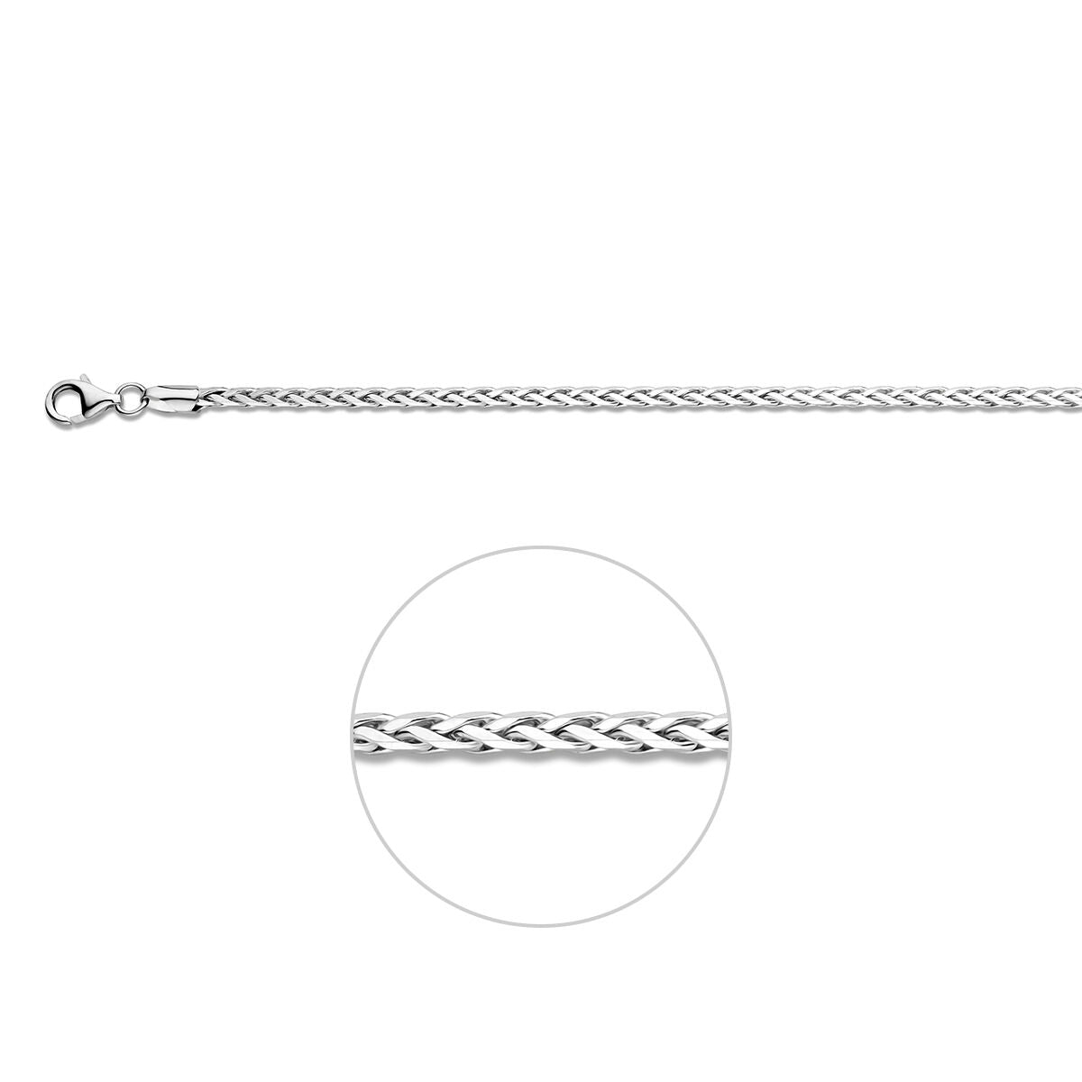 Vossestaart geslepen 3,0 mm zilver wit
