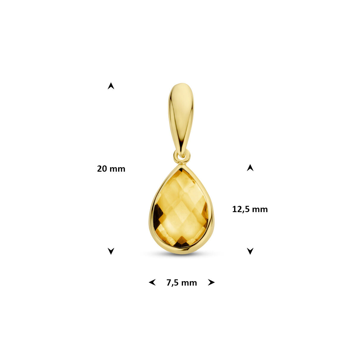 Hanger citrien 9K geelgoud 12,5 mm