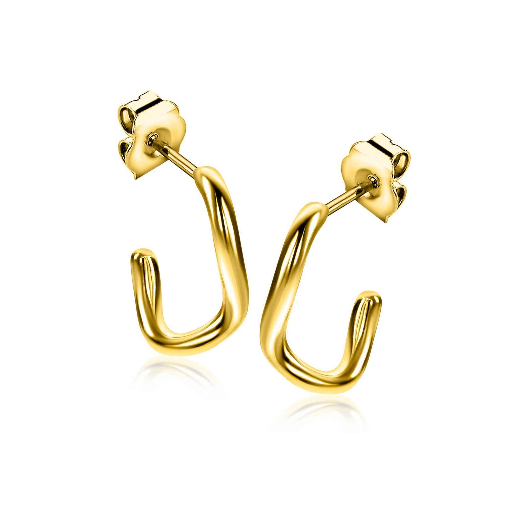 ZINZI gold plated zilveren gladde oorstekers organisch gevormd 16mm ZIO2656G - PansiteNederland.nl