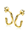 ZINZI gold plated zilveren gladde oorstekers organisch gevormd 16mm ZIO2656G - PansiteNederland.nl