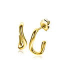 ZINZI gold plated zilveren gladde oorstekers organisch gevormd 16mm ZIO2656G - PansiteNederland.nl