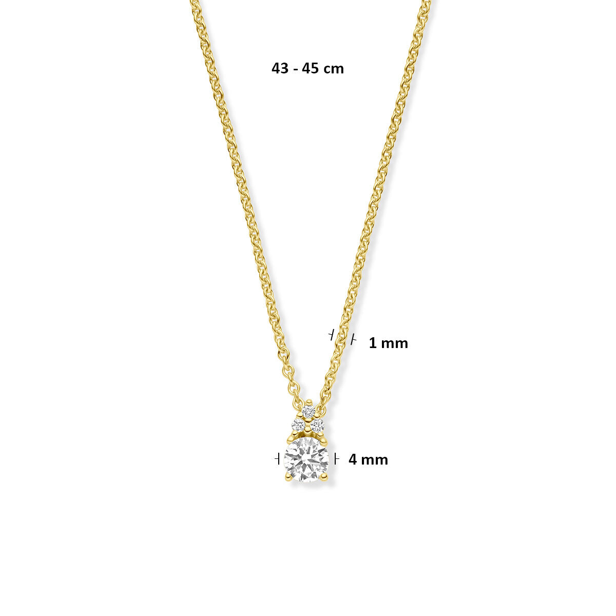 Fantasy Collection Collier diamant 0.27ct h si 43 - 45 cm 14K geelgoud