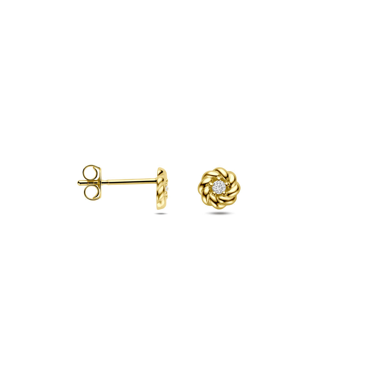14K geelgouden oorknoppen zirkonia 5 mm - 4034647