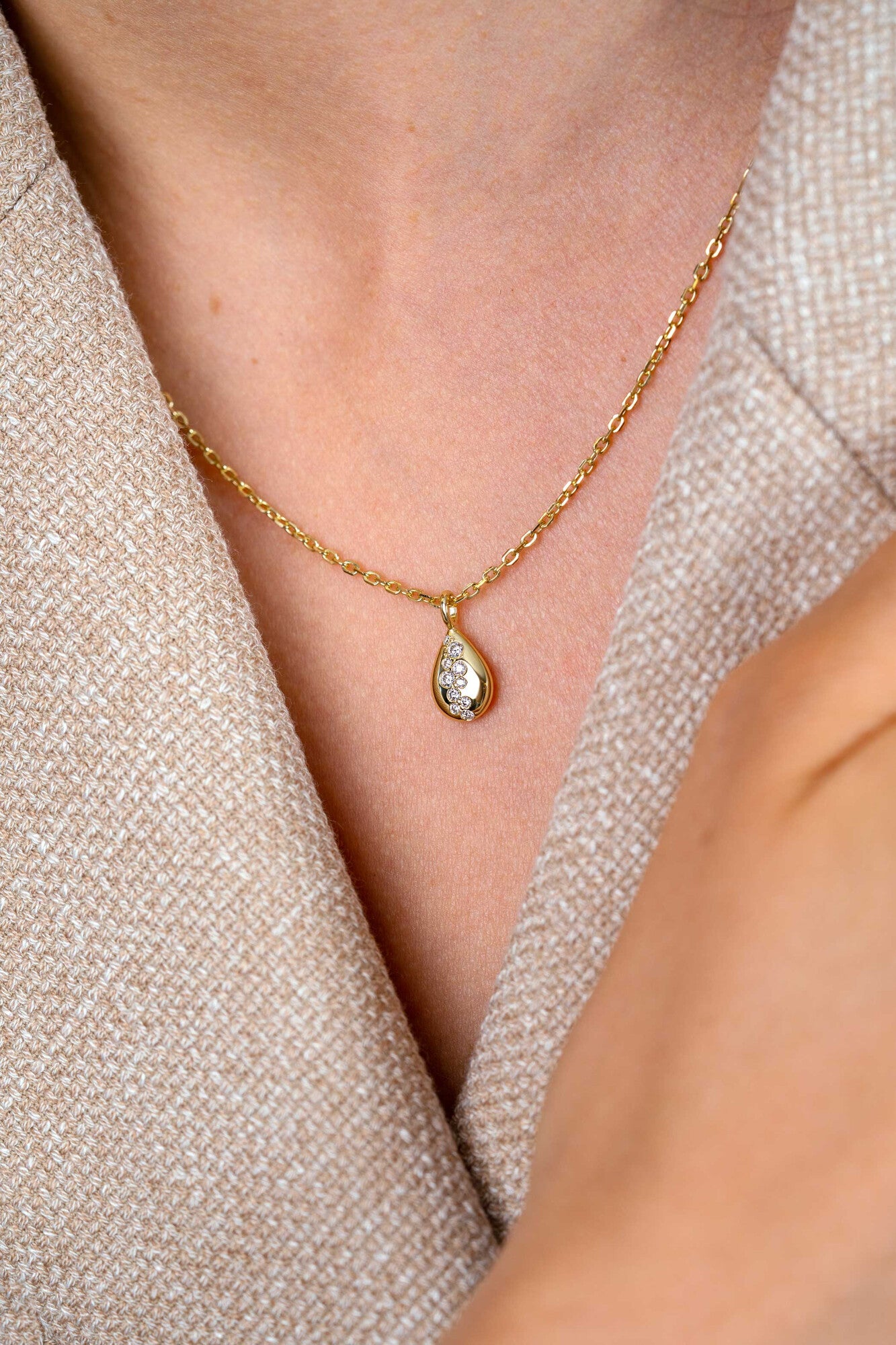 ZINZI Verguld Zilveren Ketting met Witte Zirkonia ZIC2871
