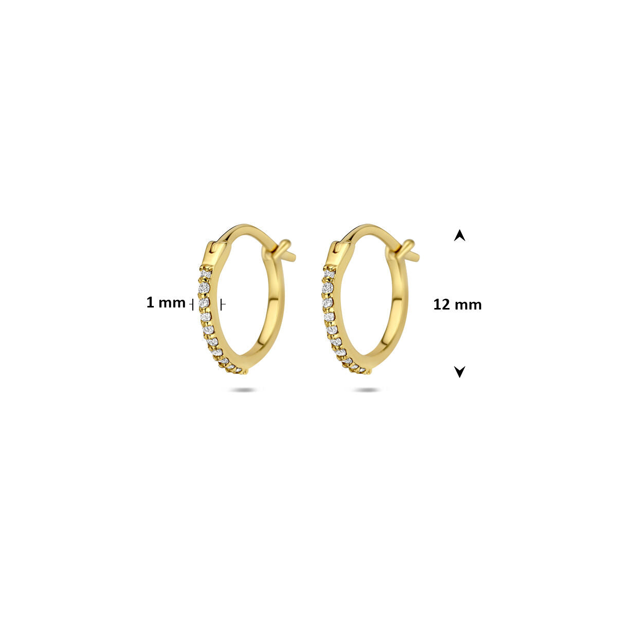 Oorringen lab grown diamant f vs buis 14K geelgoud 1 mm