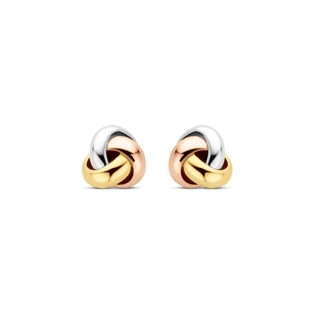 Fantasy Collection Oorknoppen knoop tricolor 9K tricolor goud 5 mm