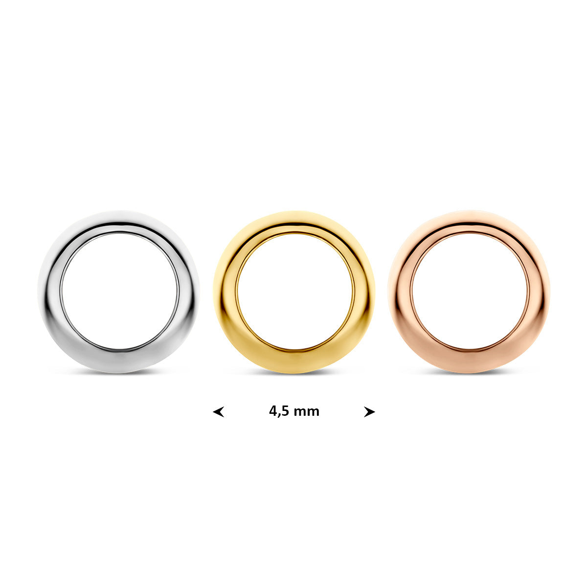 Fantasy Collection Tricolor hanger ringetjes 9K tricolor goud 4,5 mm - afbeelding 3