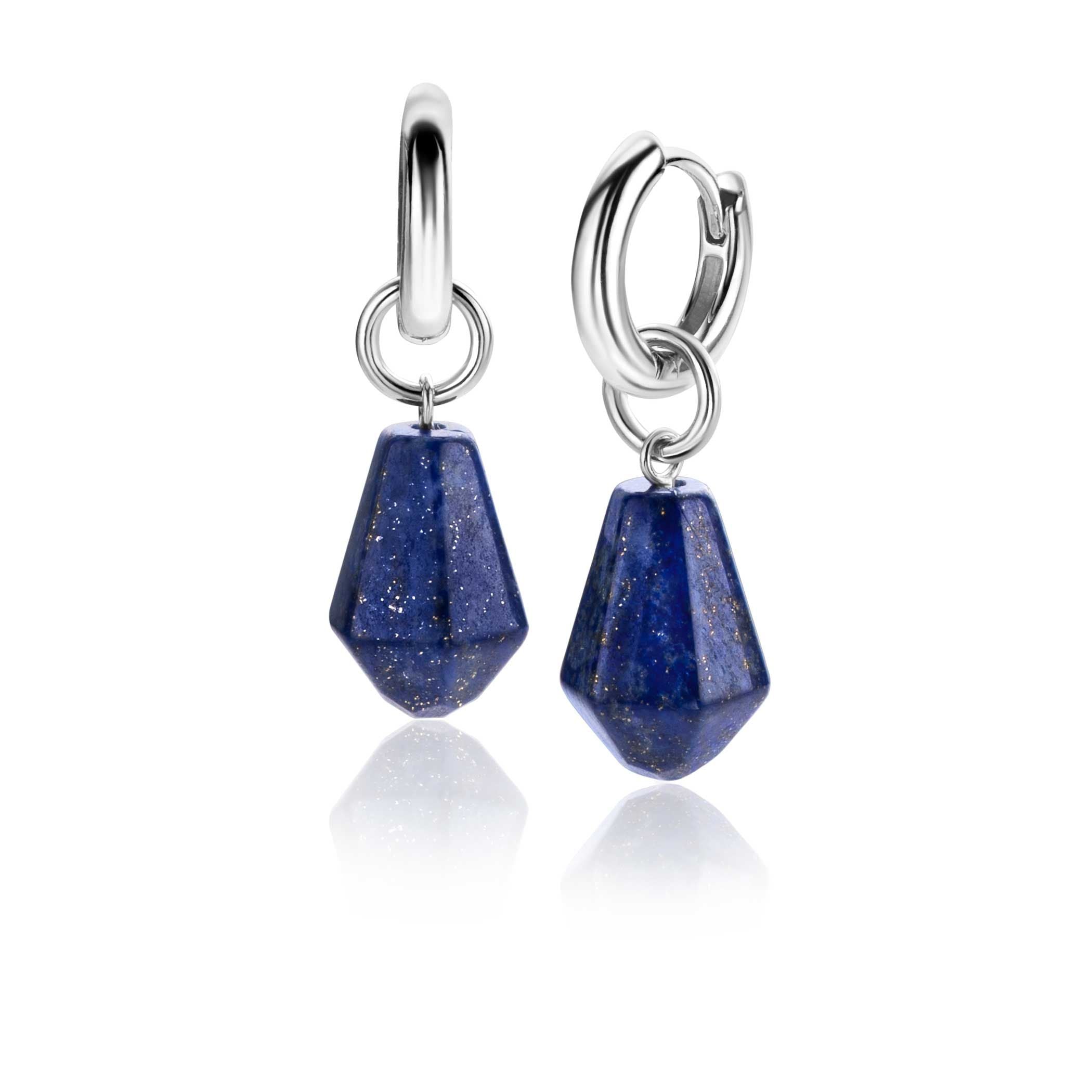 ZINZI zilveren oorbedels in kegelvorm met lapis lazuli edelstenen ZICH2256L 19mm (zonder Oorbedels)