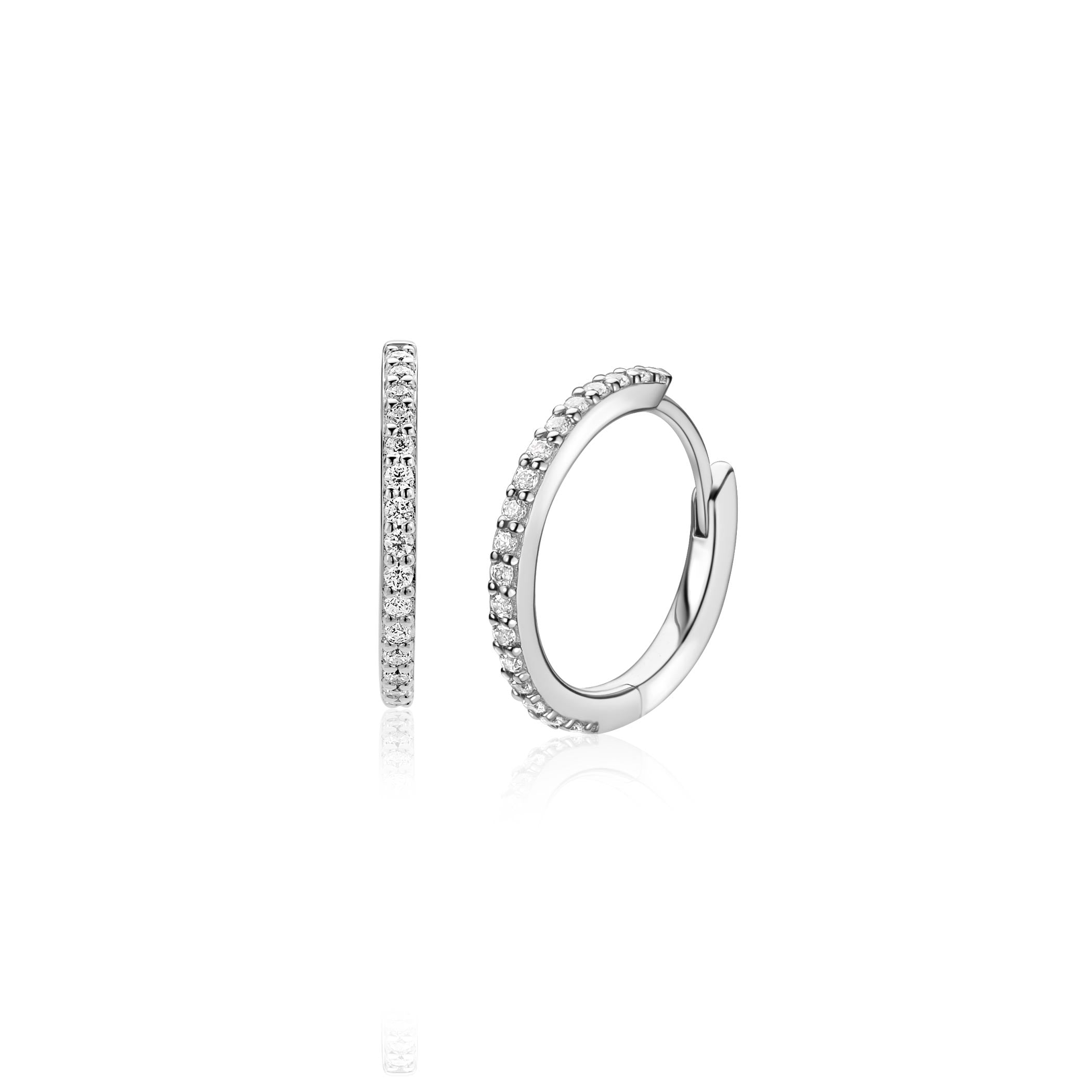 ZINZI Zilveren Oorbellen 13mm wit - ZIO2831