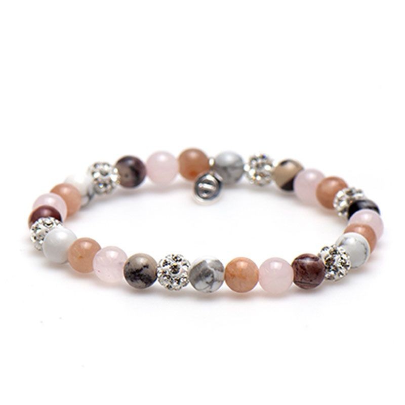 Karma armband Spiral Beady Blush xs elastic white crystal 83440EL