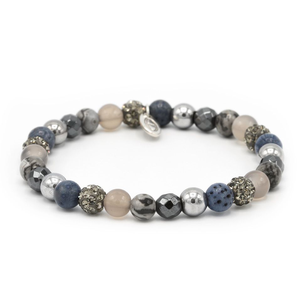 Karma armband Spiral Fine Fiction XS elastic (grey crystal) 83476EL - PansiteNederland.nl
