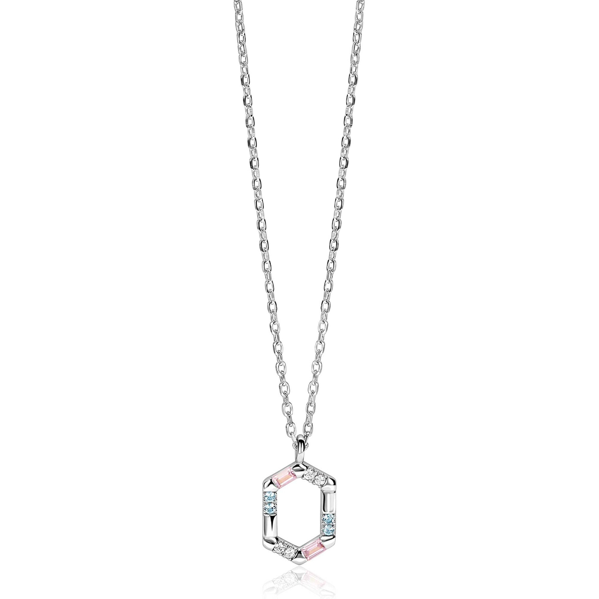 ZINZI Zilveren Ketting met Roze Kleursteen ZIC2868