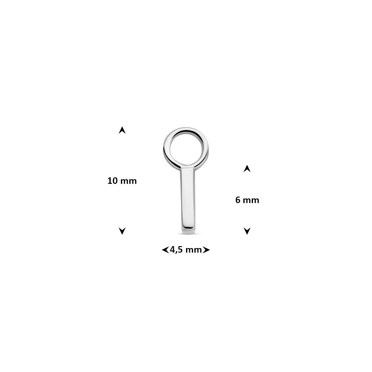 Oorringhanger letter I 6 mm zilver #Letter_I