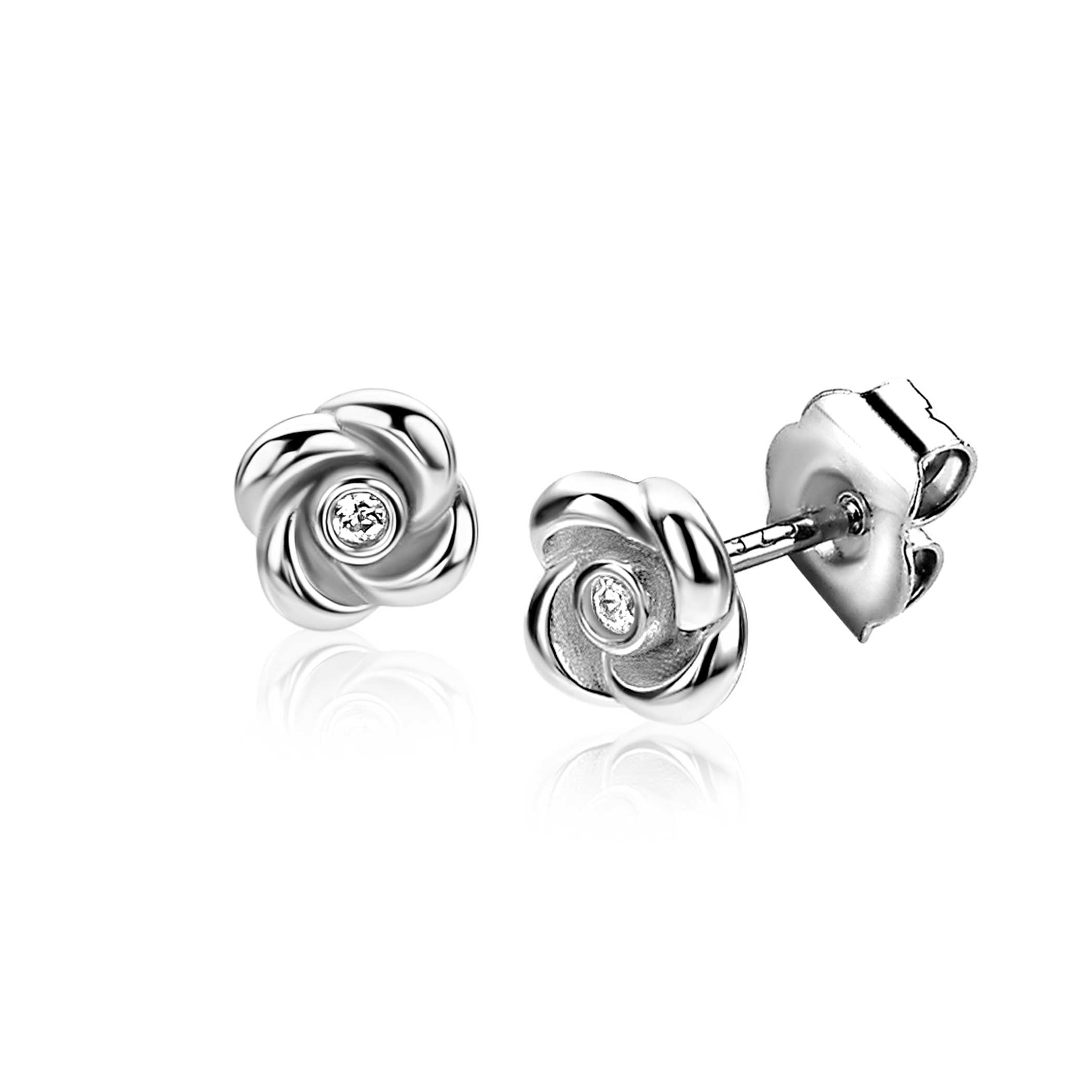 ZINZI Zilveren Oorbellen wit - ZIO2872