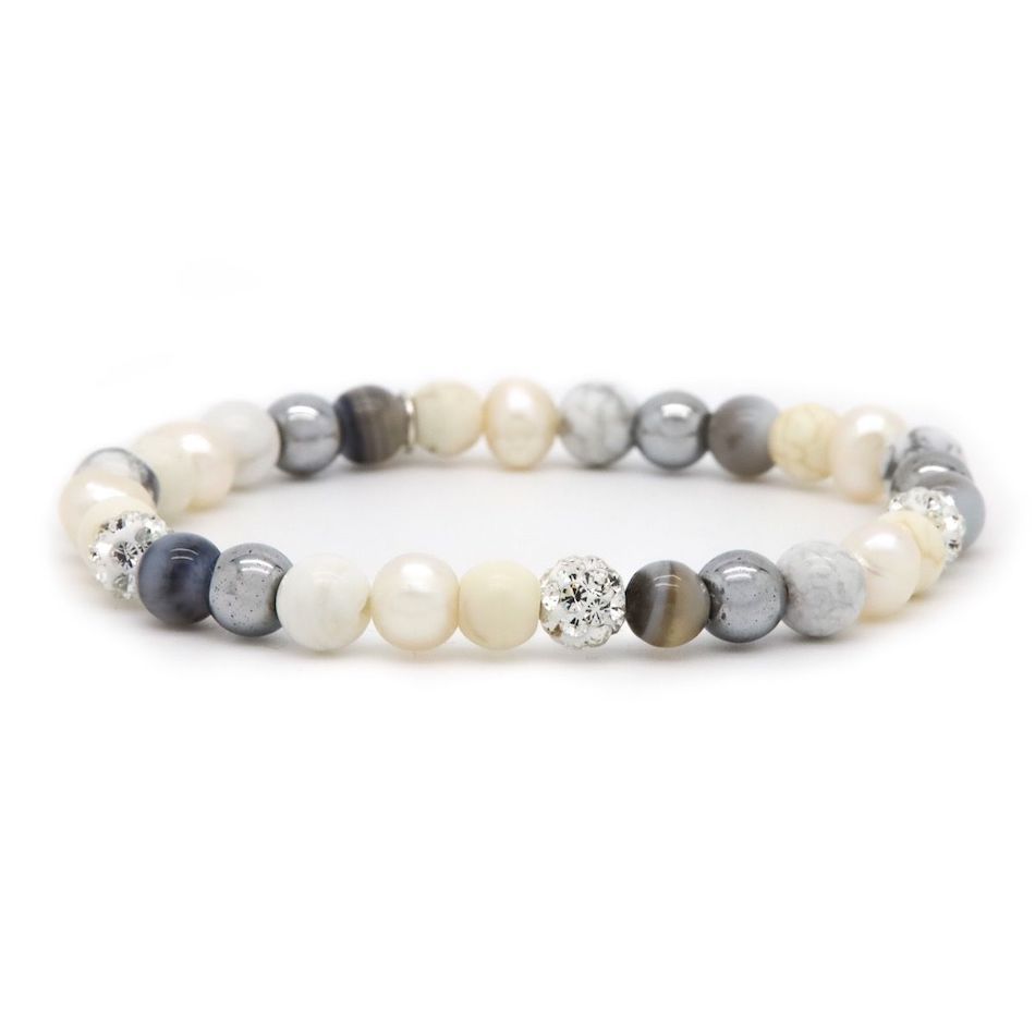 Karma armband Spiral Ice Queen Elastic - XS (white crystal) 6mm - 83979EL - PansiteNederland.nl