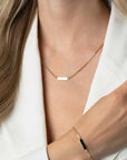 ZINZI Gold Plated Zilveren Paperclip Ketting met Graveerplaat 42-45cm ZIC2530G