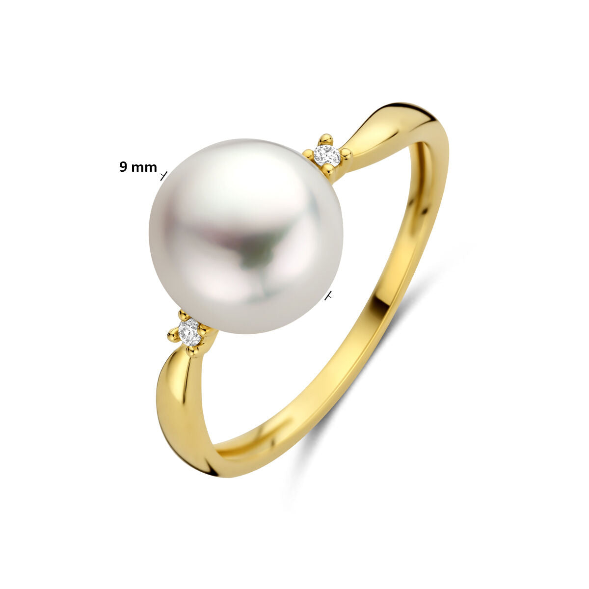 Fantasy Collection Ring parel diamant 0.02ct h p 14K geelgoud