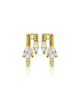 Zinzi 12mm gold plated zilveren multi-look oorstekers met peervormige en ovale witte zirkonia's ZIO2689Y - PansiteNederland.nl