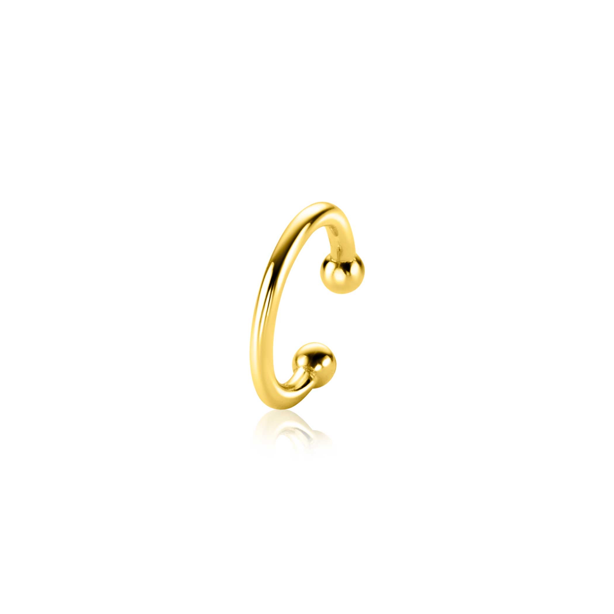 12,5mm ZINZI gold plated zilveren ear cuff gladde buis per stuk geprijsd ZIO-CUFF1G oorbellen