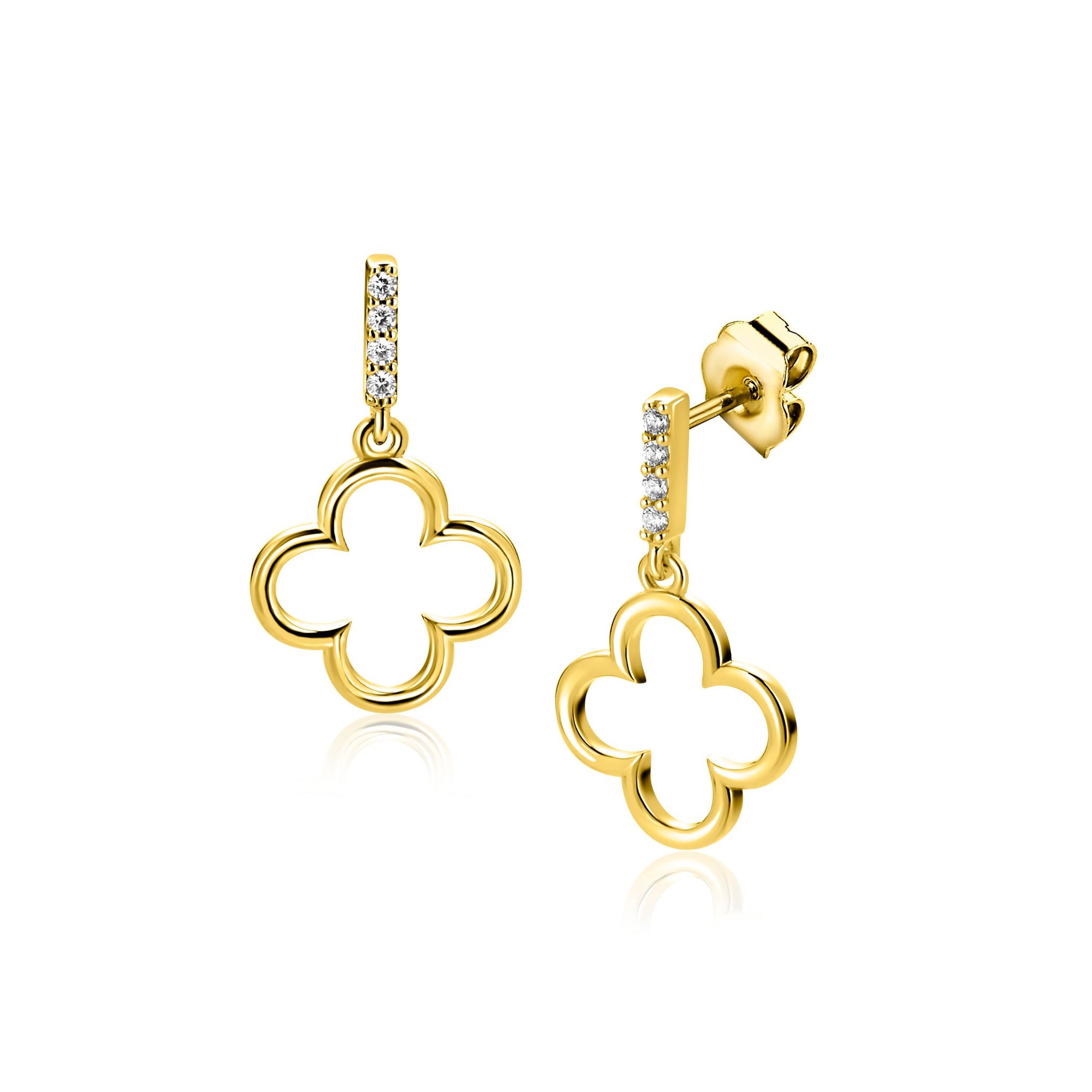 ZINZI gold plated zilveren oorstekers open klaver 20mm ZIO2743 - PansiteNederland.nl