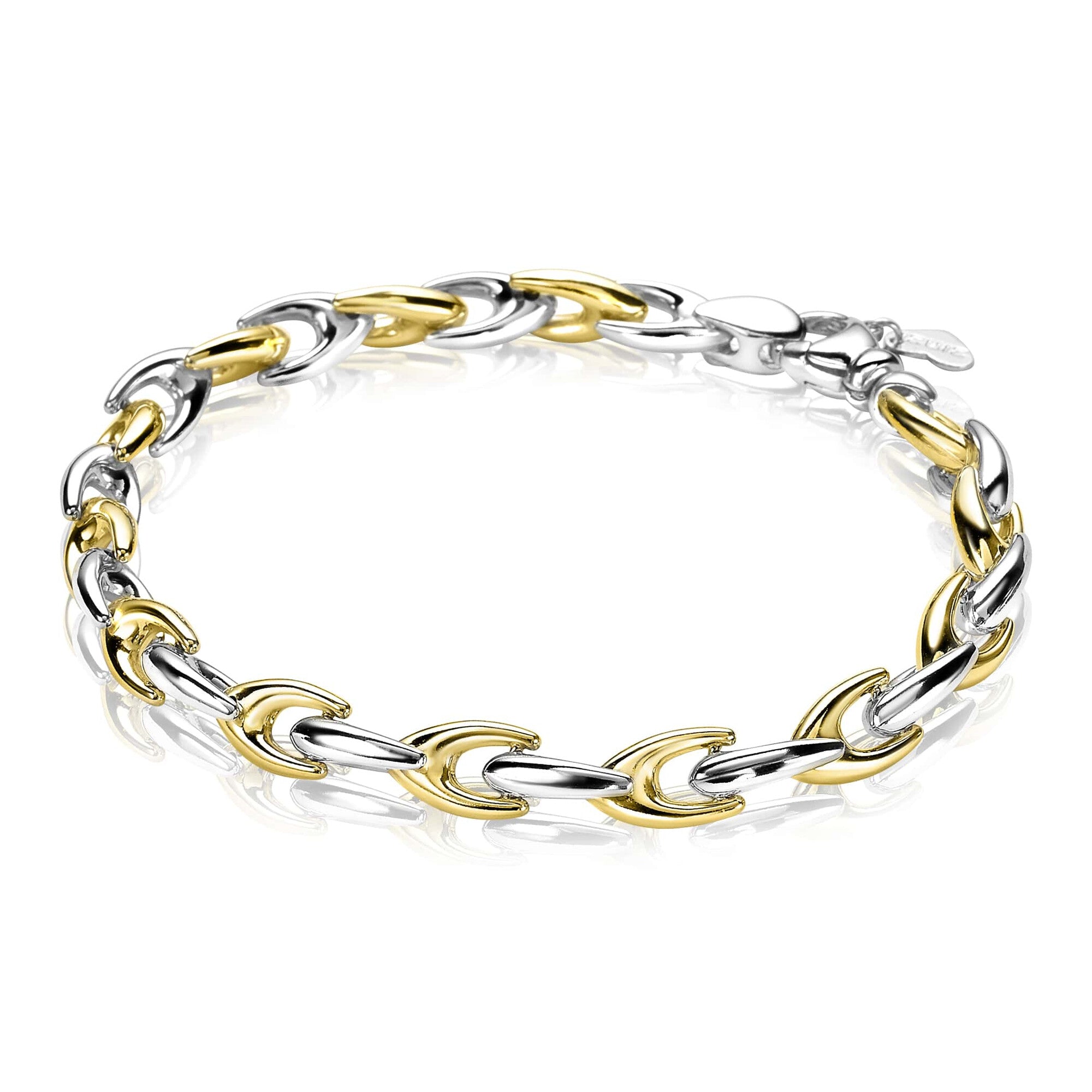 ZINZI zilveren schakelarmband geel verguld 6,4mm breed 20cm - ZIA1641BG