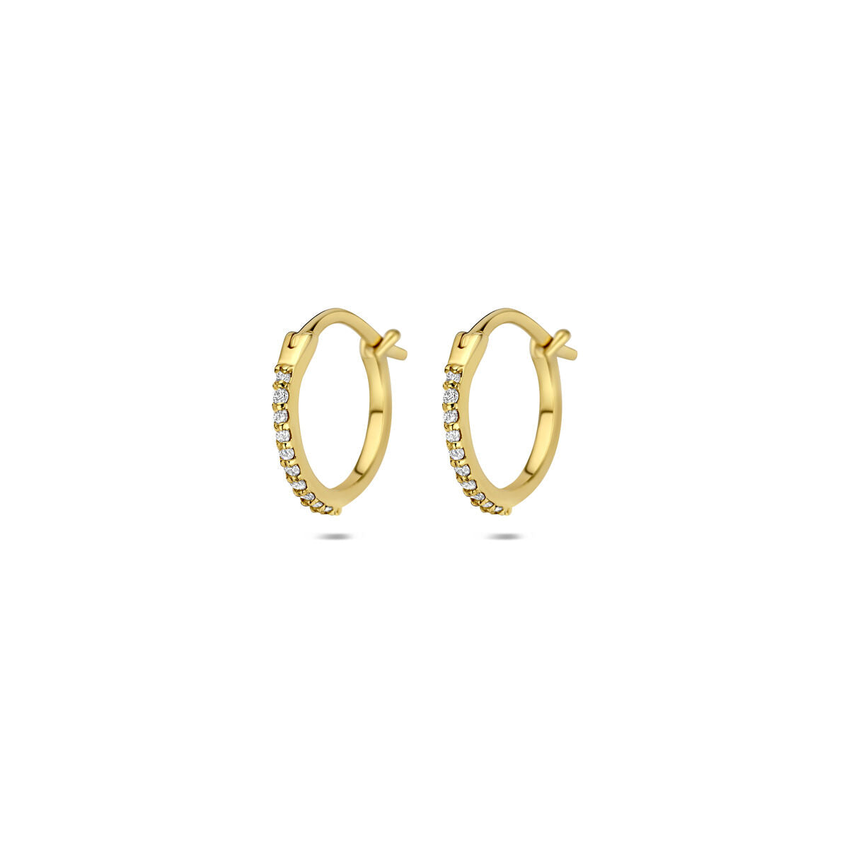 Oorringen lab grown diamant f vs buis 14K geelgoud 1 mm