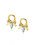 ZINZI gold plated zilveren oorbedels bezet met paarse, champagne en blauwe kleurstenen ZICH2633BC (zonder oorringen)