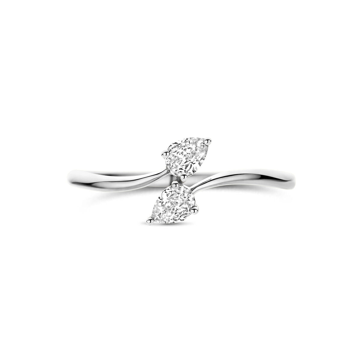 Ring zirkonia zilver gerhodineerd peer
